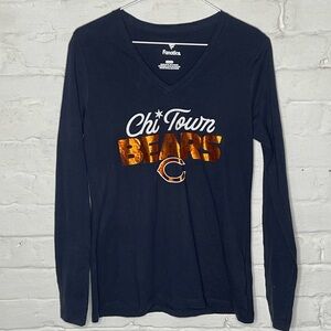Fanatics Navy Chi Town Bears V-Neck Long Sleeve